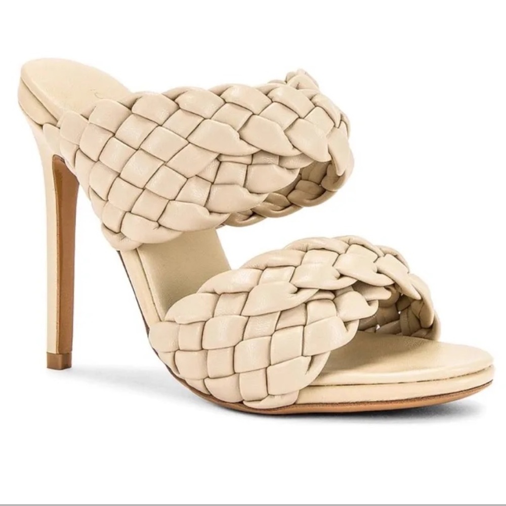 Tony Bianco Nude Leather Woven Heels Size 8.5